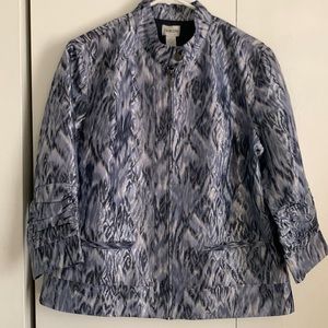 Chicos Jacket Shimmery Shades of Blue Jacket EUC